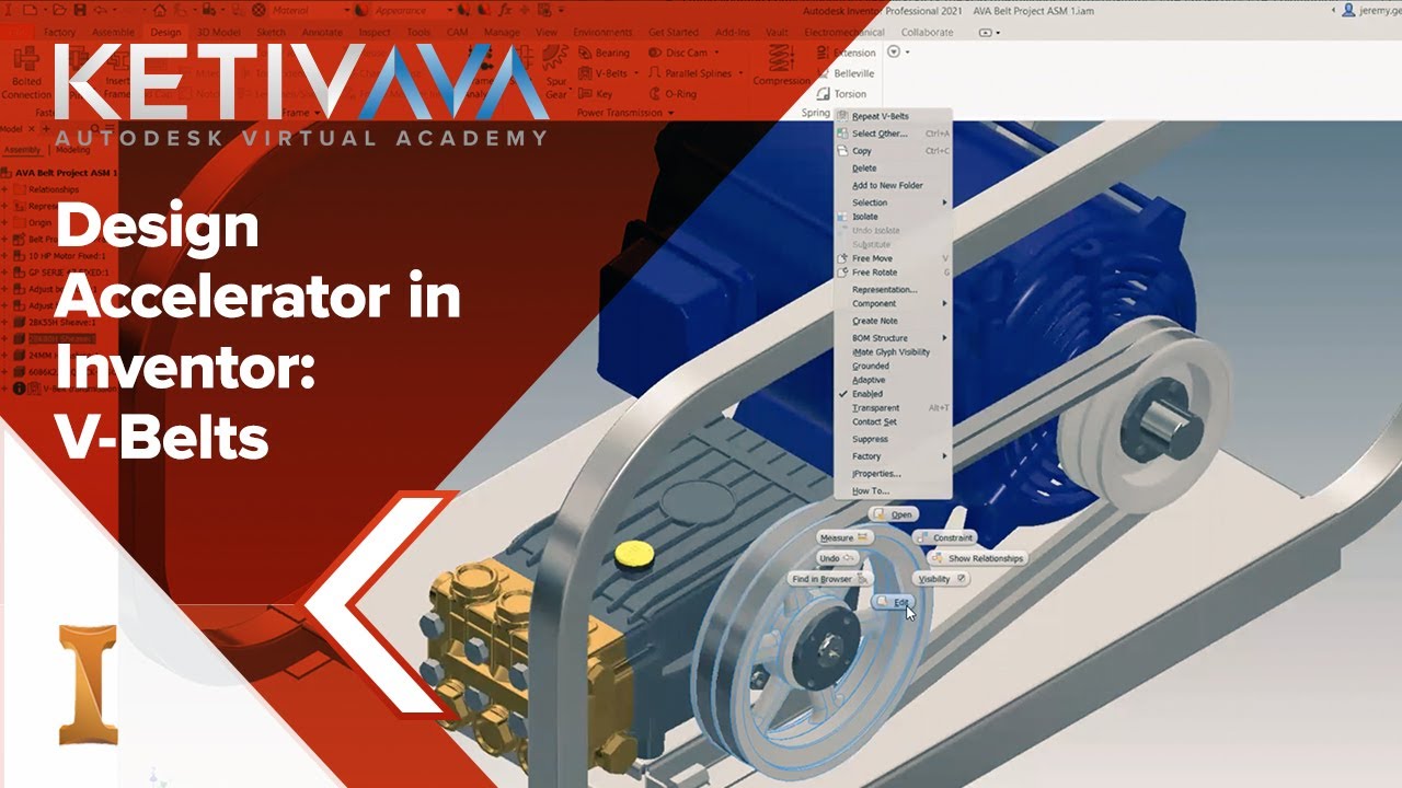 Ускоритель проектирования в Inventor: клиновые ремни | Виртуальная академия Autodesk