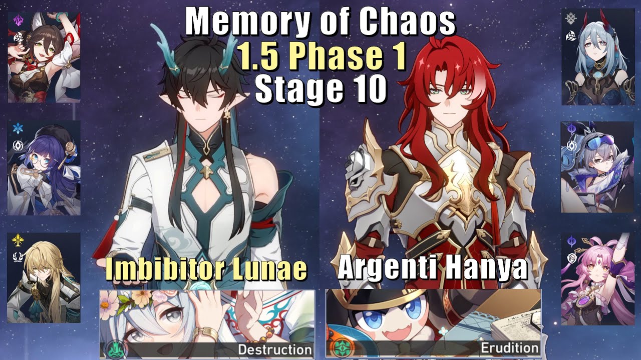 E0 Imbibitor Lunae Hypercarry E0 Argenti E3 Hanya | 1.5 Memory of Chaos 10 | Honkai: Star Rail