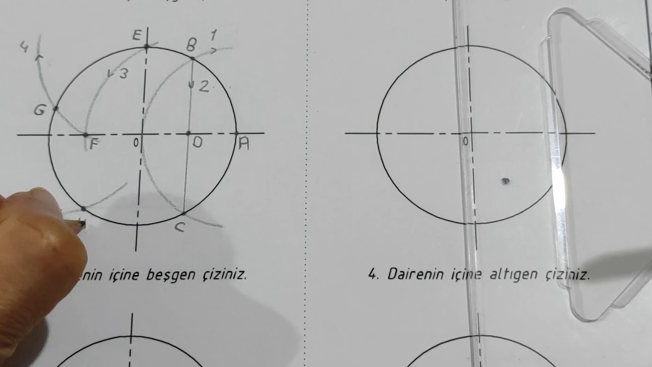 3 Dairenin İçine Beşgen Çizimi