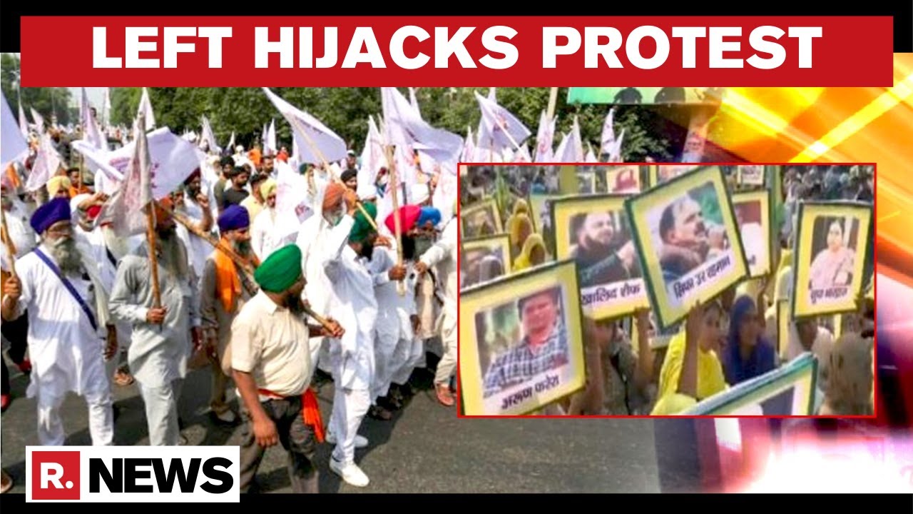 Posters Demanding Release Of Umar Khalid, Sharjeel Imam Seen During Farmers' Protest