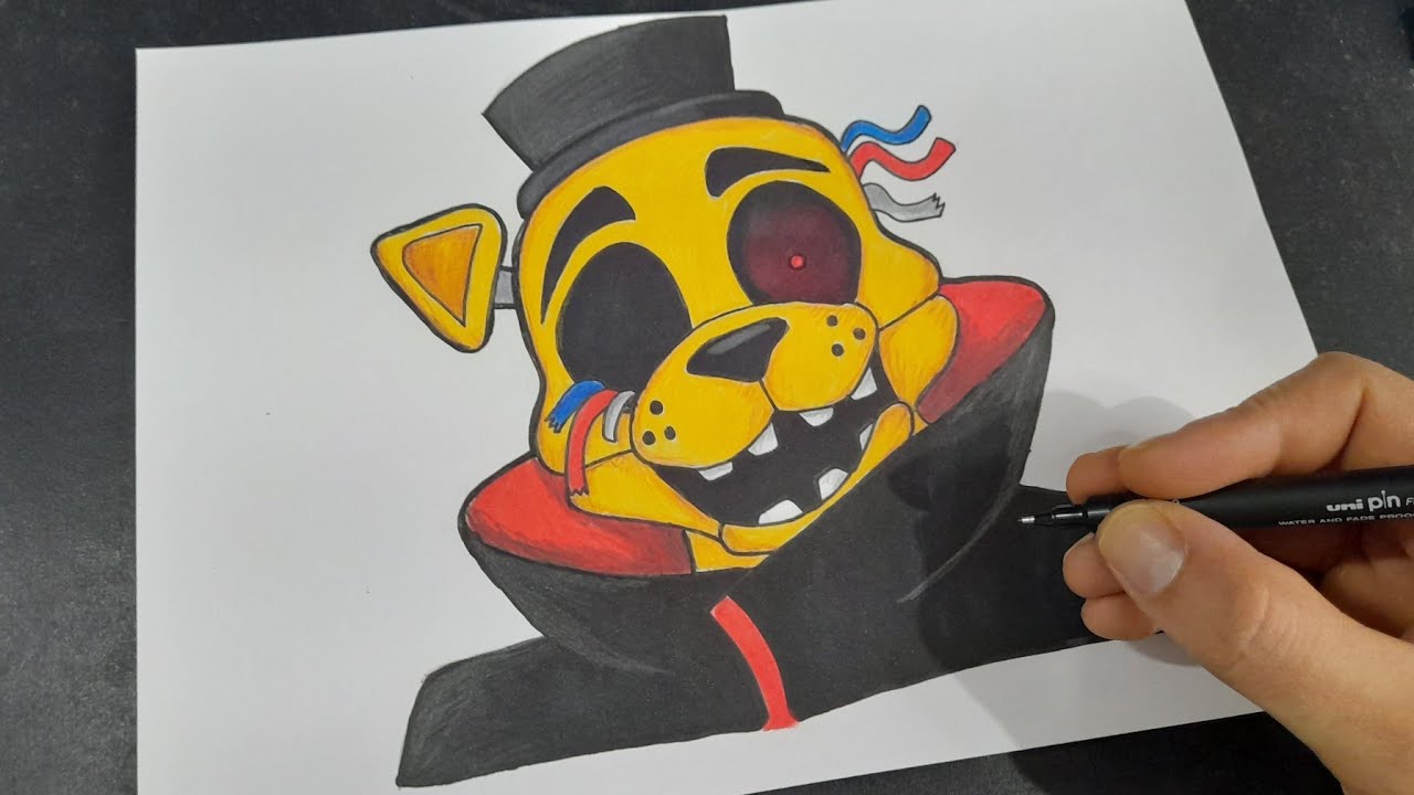 COMO DESENHAR o GOLDEN FREDDY do FNAF da AKATSUKI passo a passo