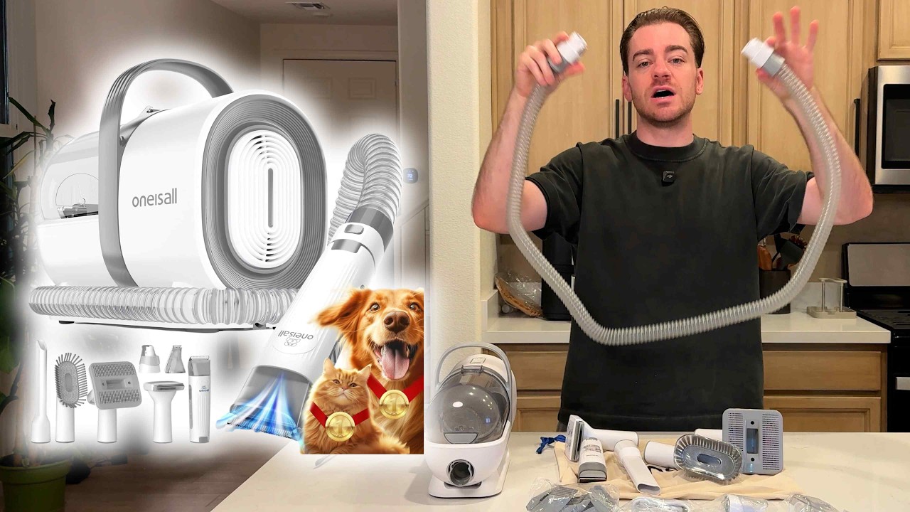 Dog Grooming Vacuum Kit with Clippers, Deshedding Brush & Nail Grinder Pet Hair Removal