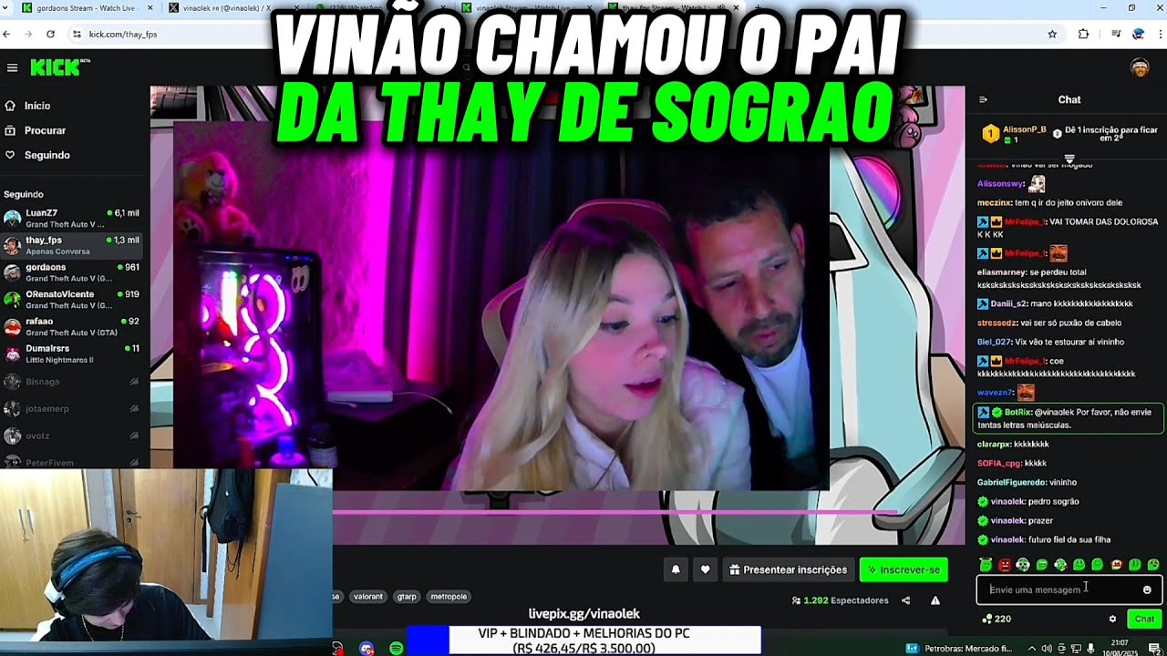 VINAO CHAMOU O PAI DA THAY DE SOGRAO NA LIVE KKKKKKK