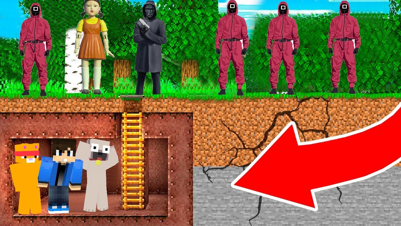 VÉDETT BUNKER vs SQUID GAME TÁMADÁS A MINECRAFTBAN!