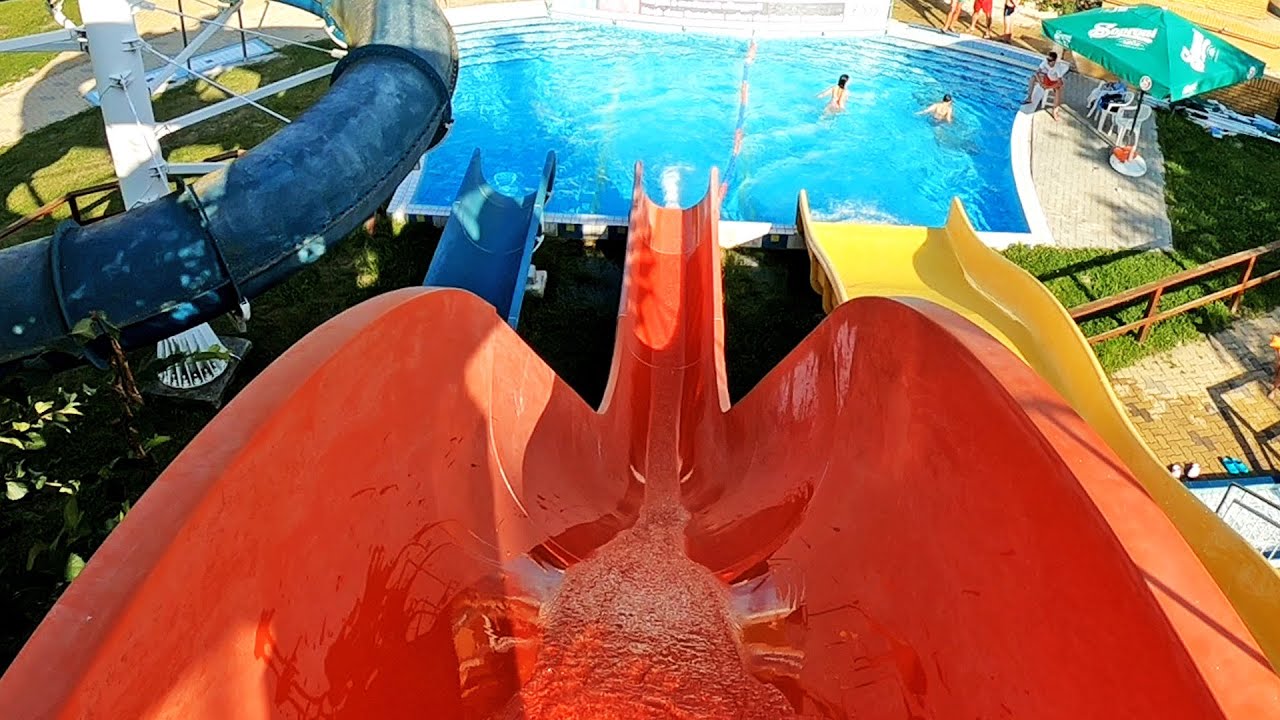 Steep Freefall Water Slide at V&aacute;rkertf&uuml;rdő Water Park