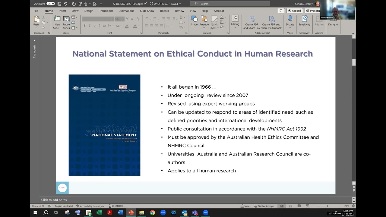 Australian Sensitive Data IG - NHMRC National Statement on Ethical Conduct in Human Research 2023