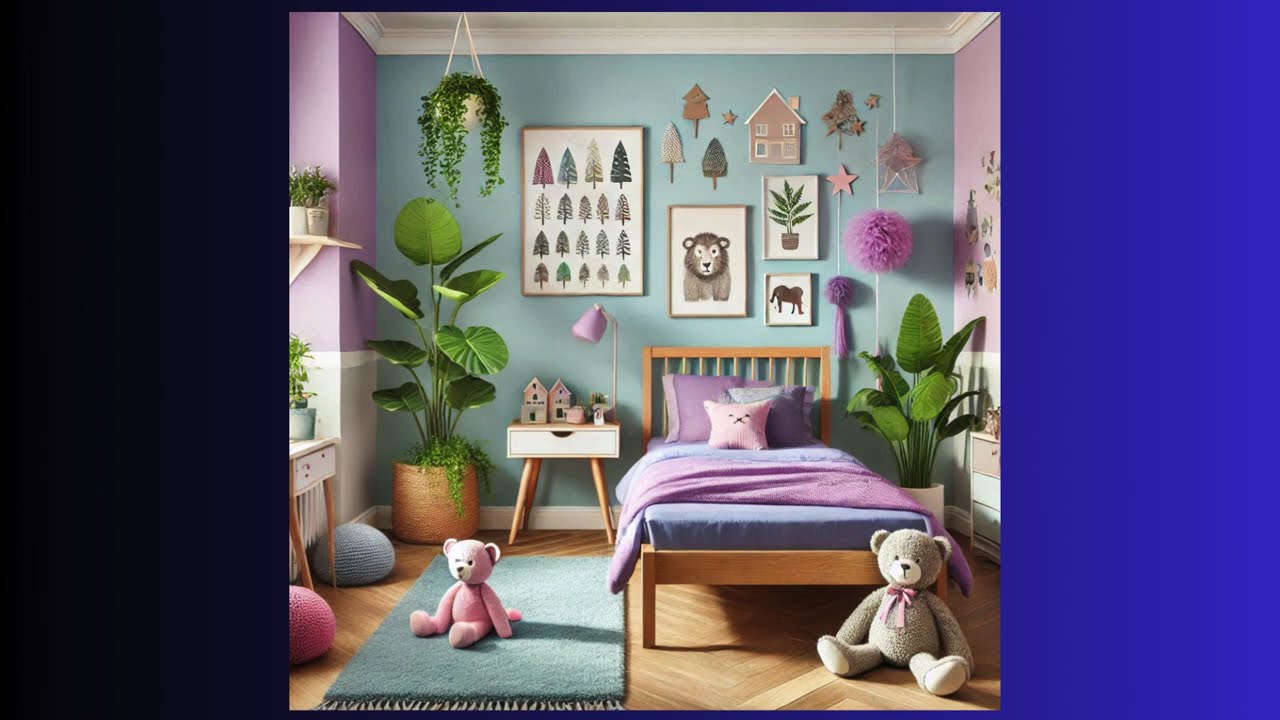 Ideas Deco + dormitorio  colores pasteles con lila + plantas