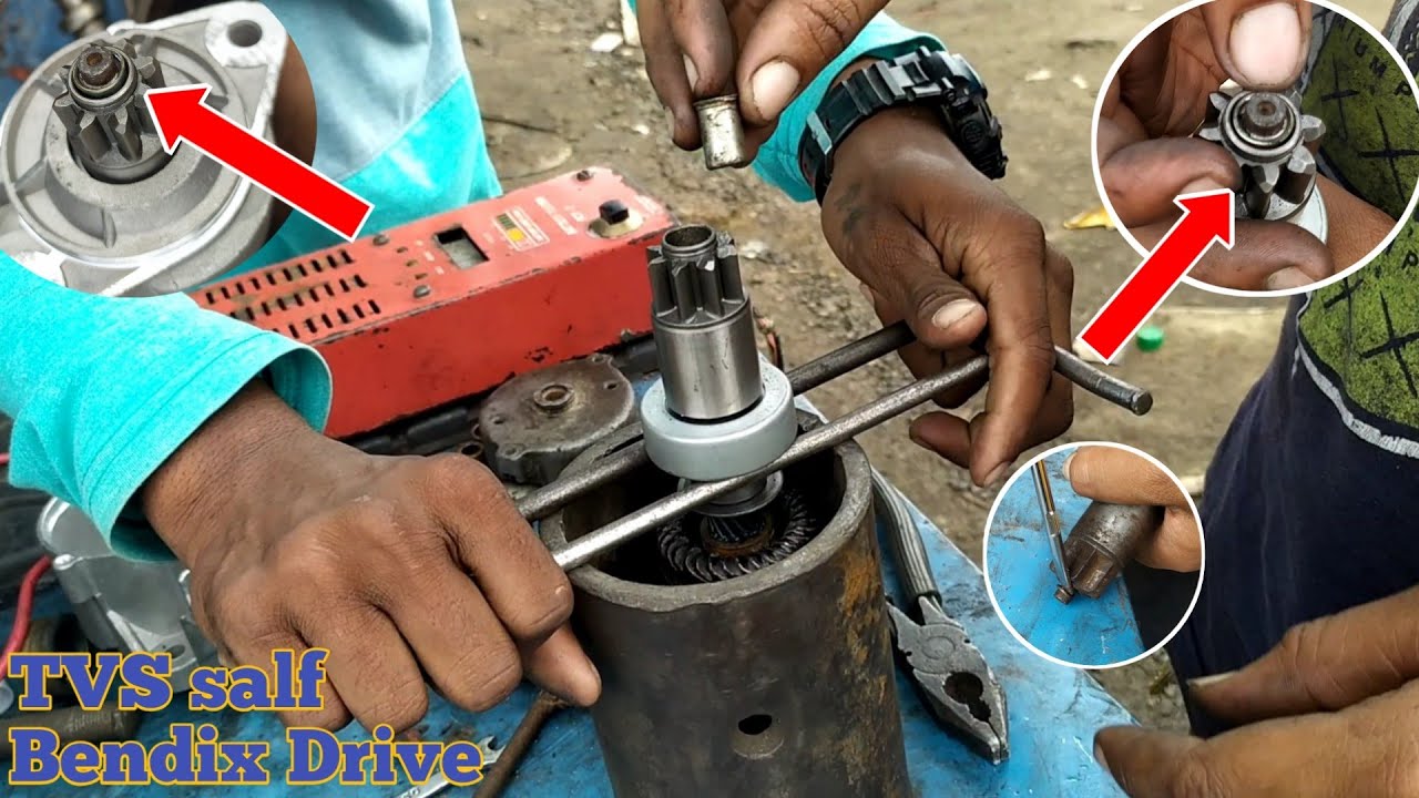 TVS salf motor auto bendix lock fitting !! Ape, Bajaj, Alfa, auto self bendix Drive lock fitting