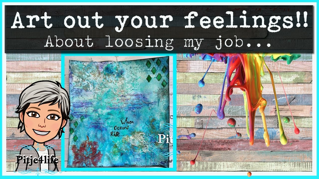 How to art out your feelings?  Mixed media art journal page about losing my job ~ When oceans rise