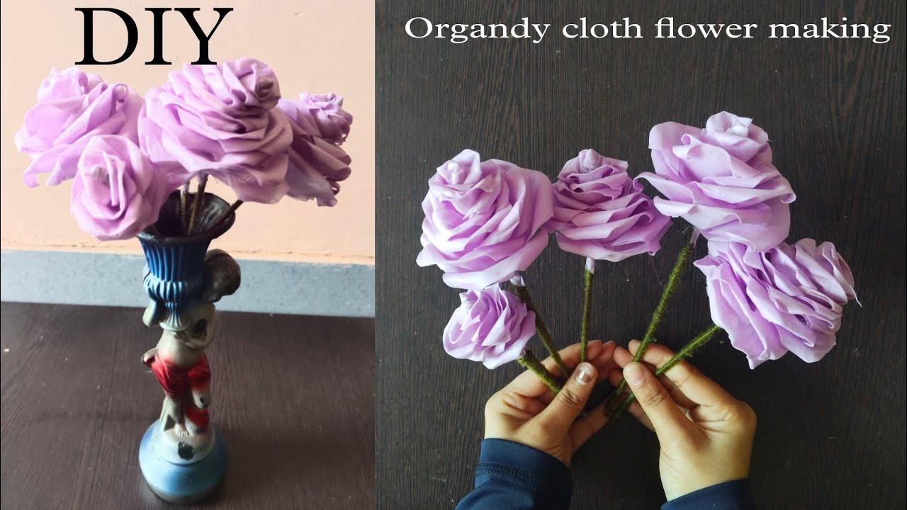 DIY How to make rose flower from Organdy Cloth || Cloth flowers