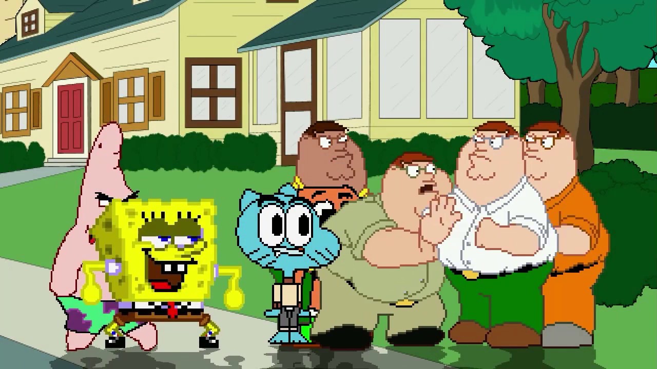 AN Mugen Request #1154: Spongebob, Patrick, Gumball, Darwin VS Peter Griffin X4