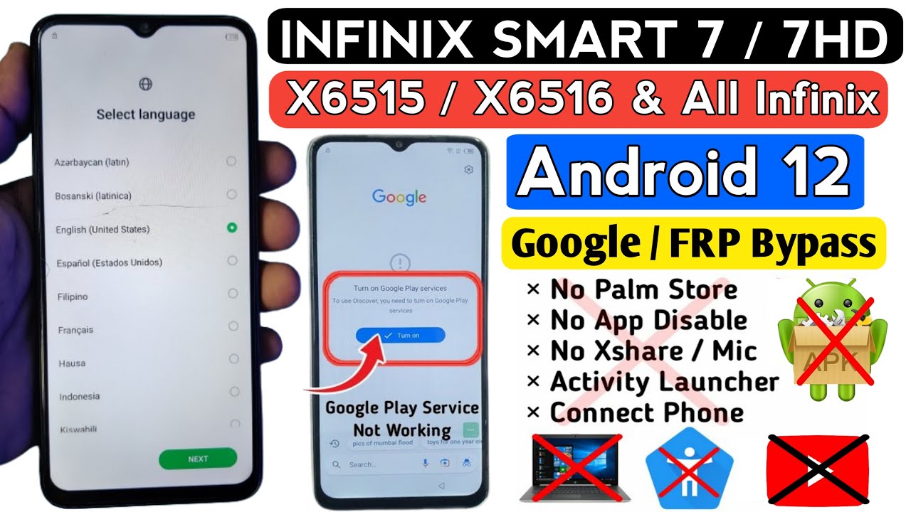 Infinix Smart 7 / 7 HD Frp Bypass Android 12 | Apps Not Open | Settings Not Open (Without PC)