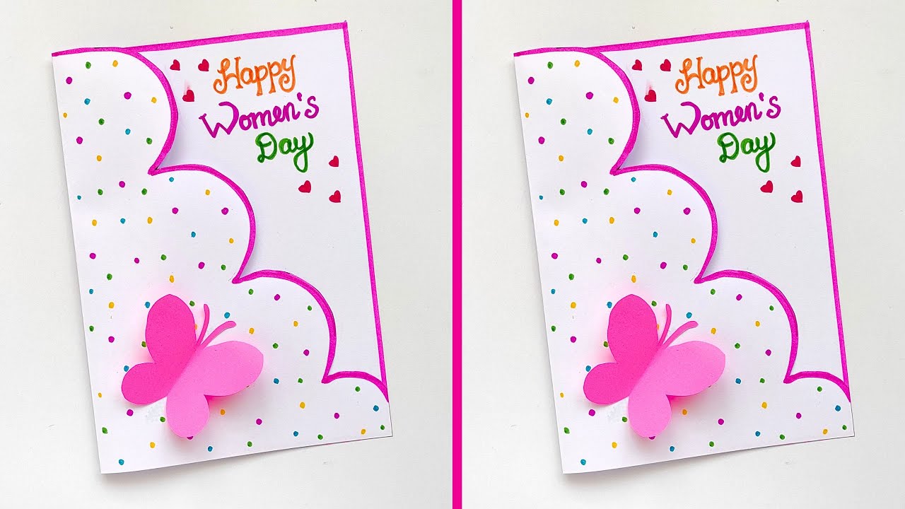 Easy & Cute Women's Day Card Ideas |❤️ Womens Day Greeting Card ❤️ | White Page Women's Day card