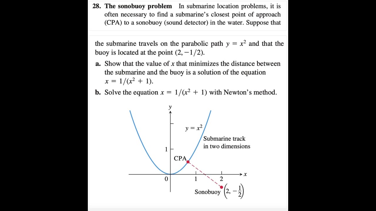 28. The sonobuoy problem  In submarine location problems, it isoften necessary to find a submarine&rsquo;s