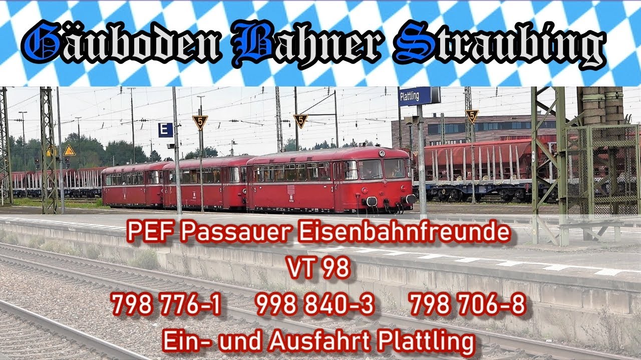🚂 PEF VT 98 🚃 798 776-1 🚃 998 840-3 🚃 798 706-8 Ein- und Ausfahrt Plattling # 025