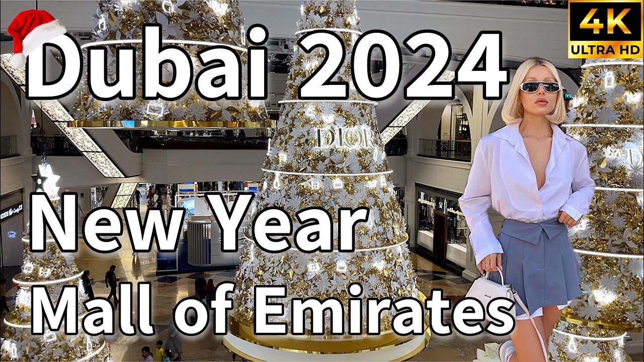 Dubai Mall of The Emirates 🇦🇪 New Year 2024 Amazing Decoration [ 4K ] Walking Tour