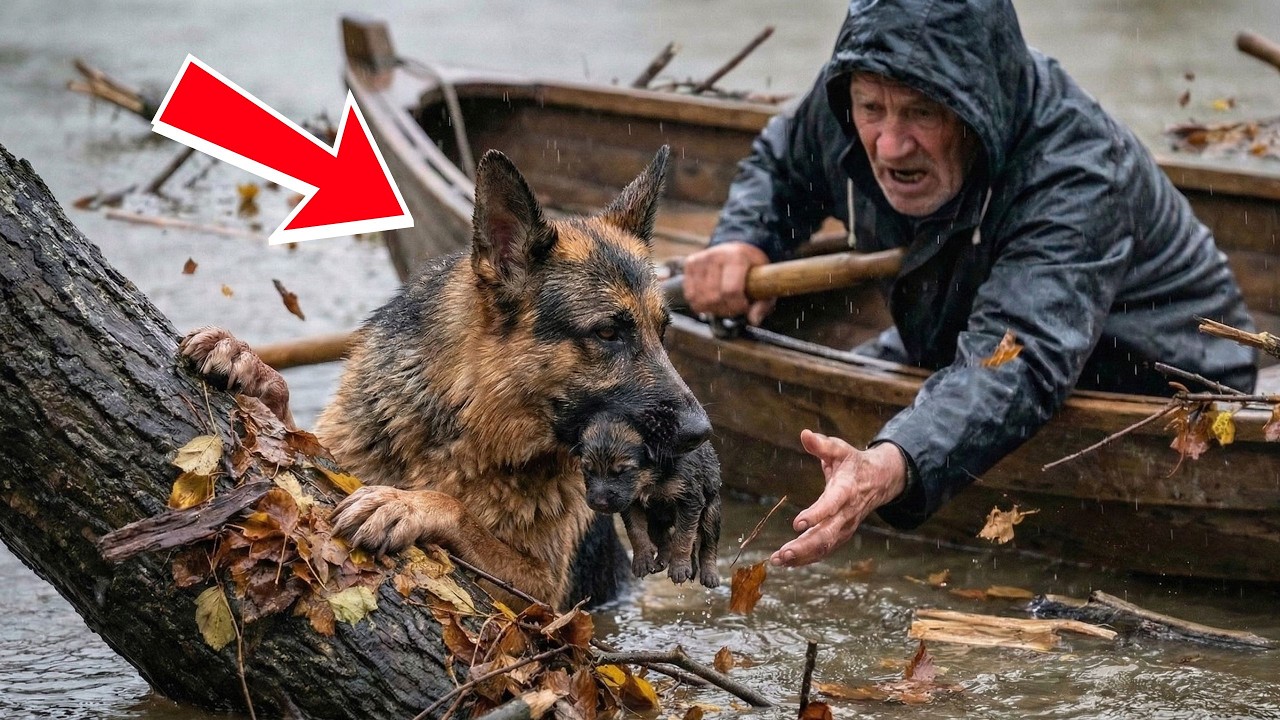 Diese Deutsche Schäferhündin ließ ihr Baby in der Flut nicht los. Ein wahres Wunder geschieht!