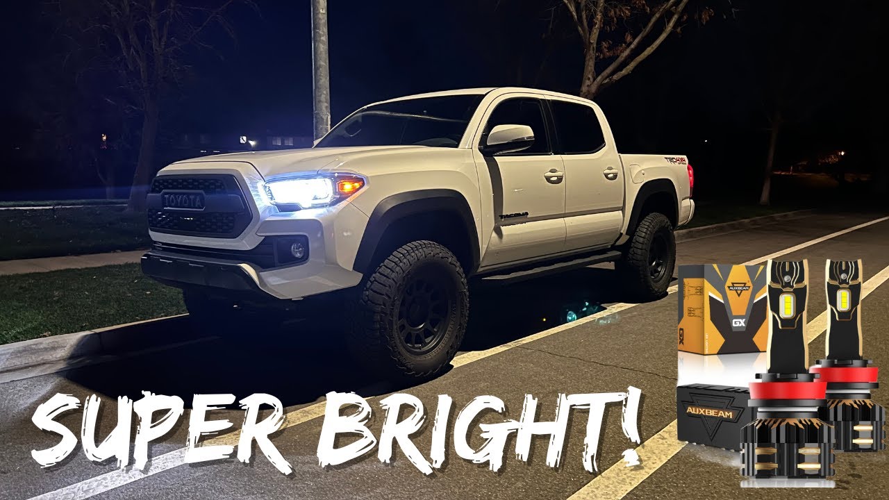 How To Install LED Low Beam H11 Light Bulbs on 2016 - 2023 Toyota Tacoma | Auxbeam GX LED Review