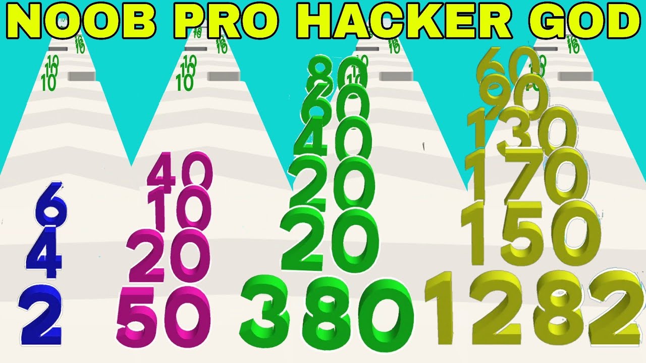 NOOB VS PRO VS HACKER VS GOD  in Numbers Stack