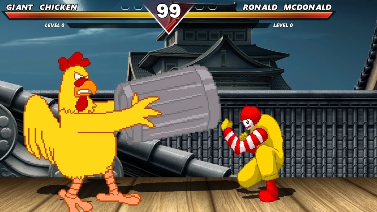 GIANT CHICKEN & DONALD DUCK vs RONALD MCDONALD - HIGH LEVEL INSANE EPIC FIGHT!