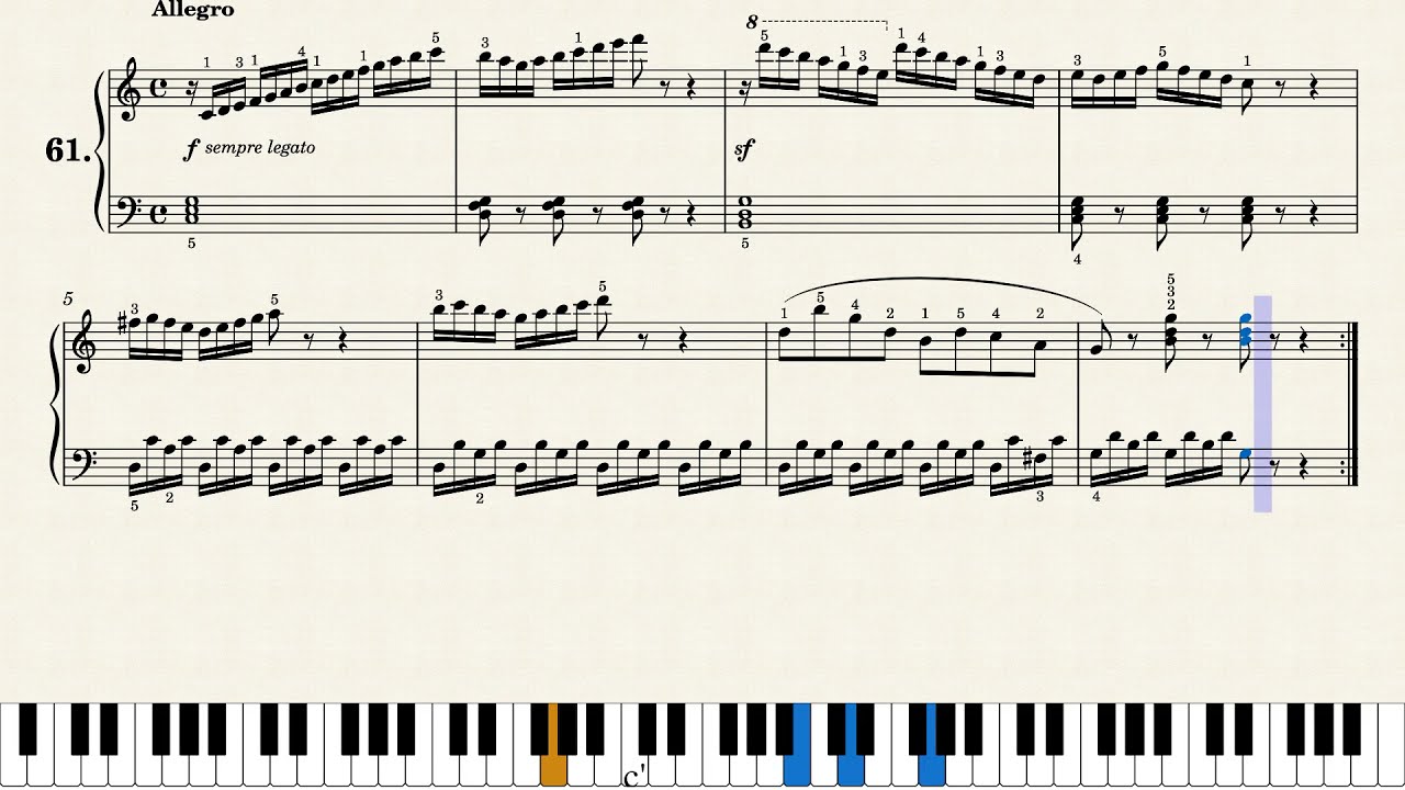 체르니 초급 연습 100곡 No.61 | Czerny Op.599 No.61 (Practical Exercises For Beginners)