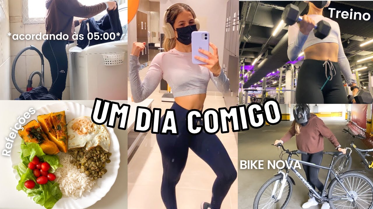 UM DIA COMIGO *ACORDANDO ÀS 5:00* | Rotina real, treino na academia, minhas refeições e bike nova