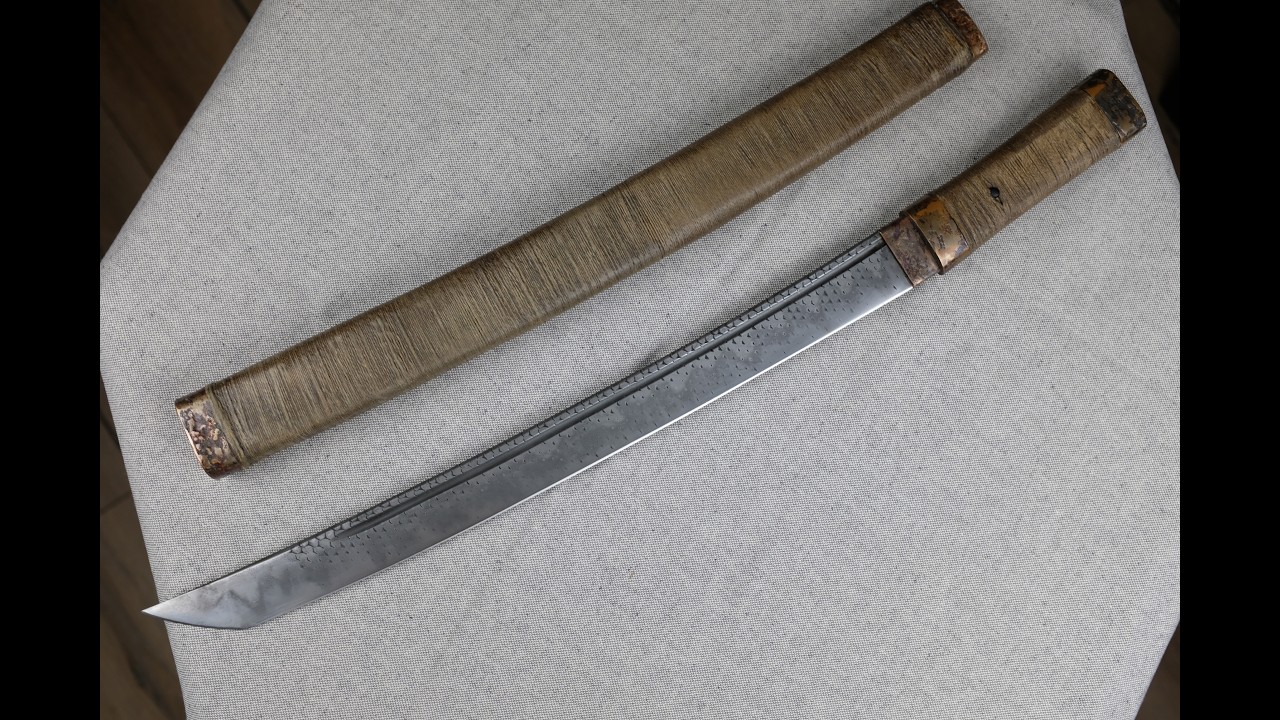 Forging a One Hand Katana (Wakizashi) From Old Rasp ! Full Process - No Power Hammer !
