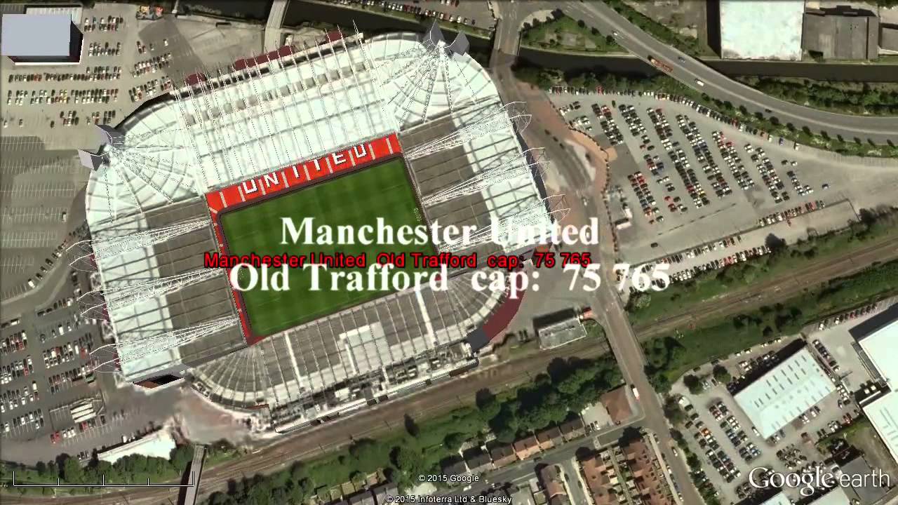 Barclays Premier League Teams and Stadiums 2014-2015 (Google Earth)