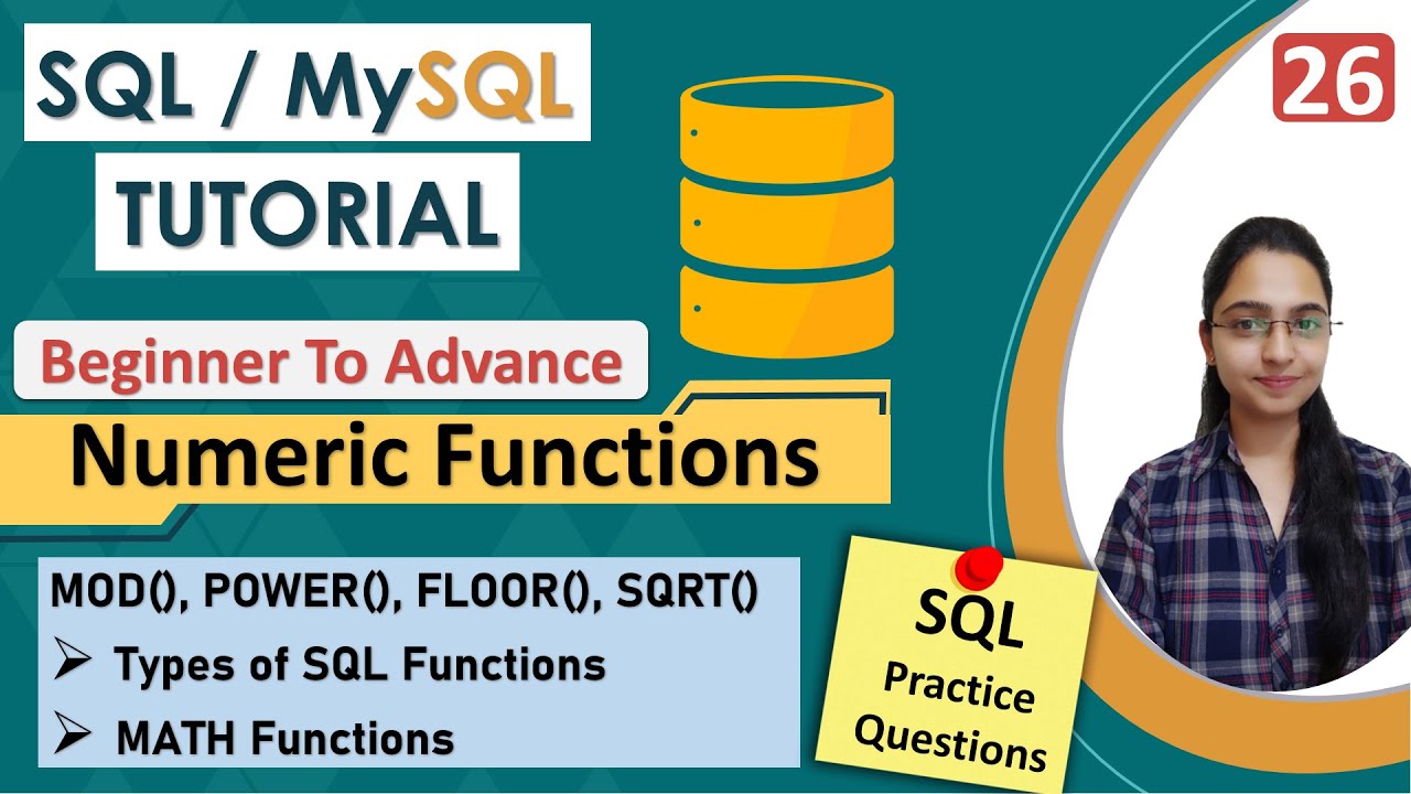 26-SQL में संख्यात्मक फ़ंक्शन | SQL फ़ंक्शन के प्रकार | उदाहरण | ABS(),MOD(),SQRT(),CEIL(),POWER()