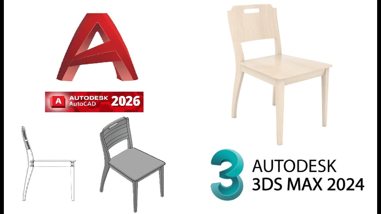 AutoCAD ve 3ds Max ile Ahşap Sandalye Tasarımı | 3D Modelleme + Render