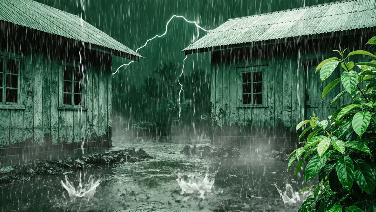 Regengeräusche bringen dich leicht in Tiefschlaf | Schwerer Regen auf Blechdach & starker Donner
