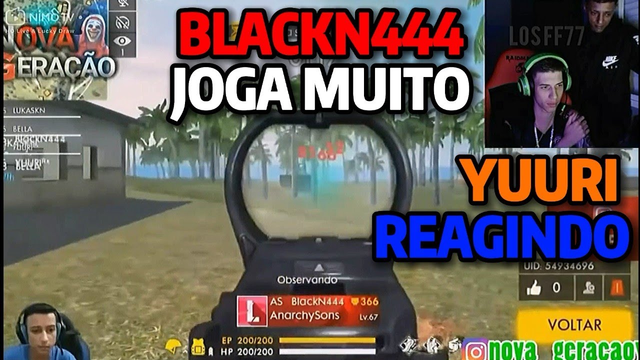 YUURI  REAGINDO PORQUE BLACKN444 É CONSIDERADO A LENDA DO JOGO, FREE FIRE MELHORES MOMENTOS