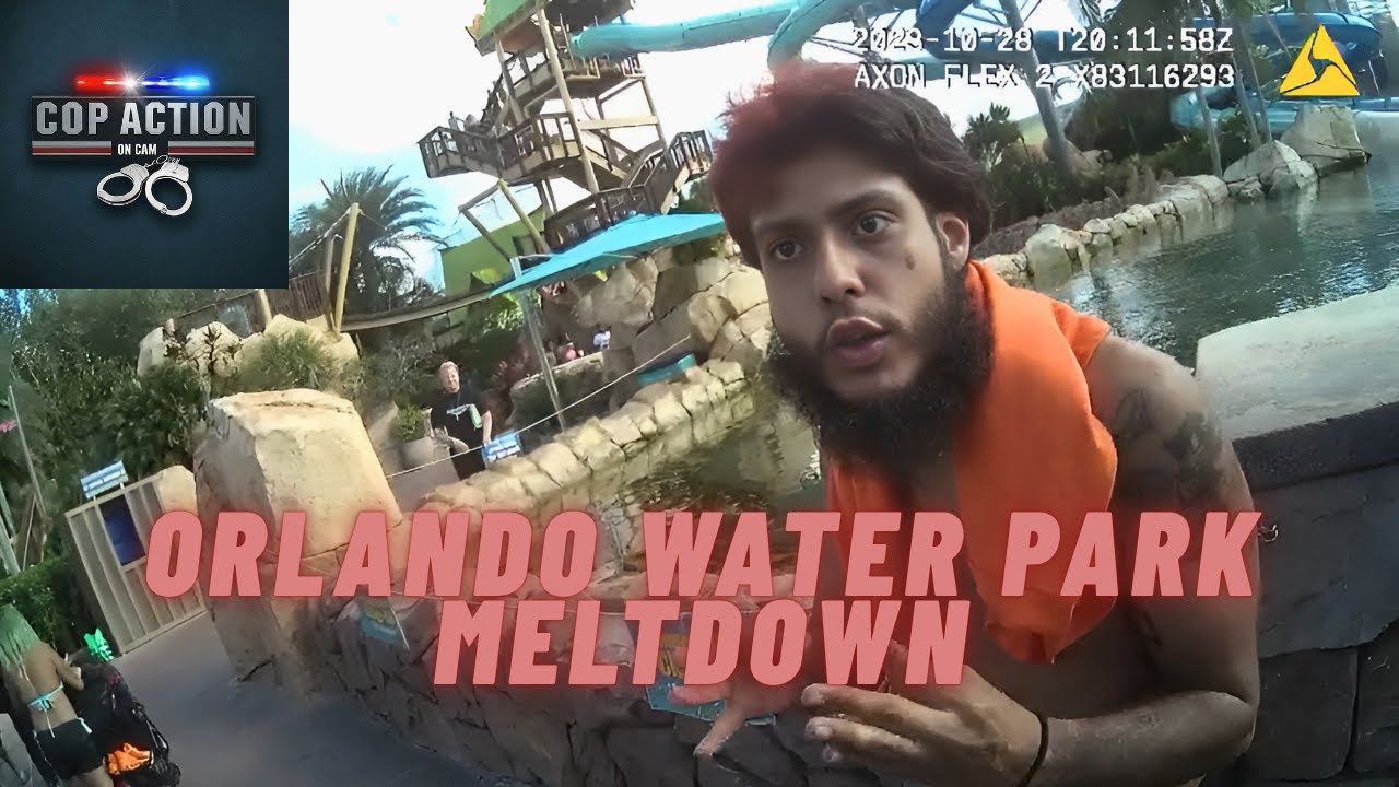 Water Park Chaos: Man Goes Off on Security, Hits Sheriff! | Aquatica Orlando Body Cam