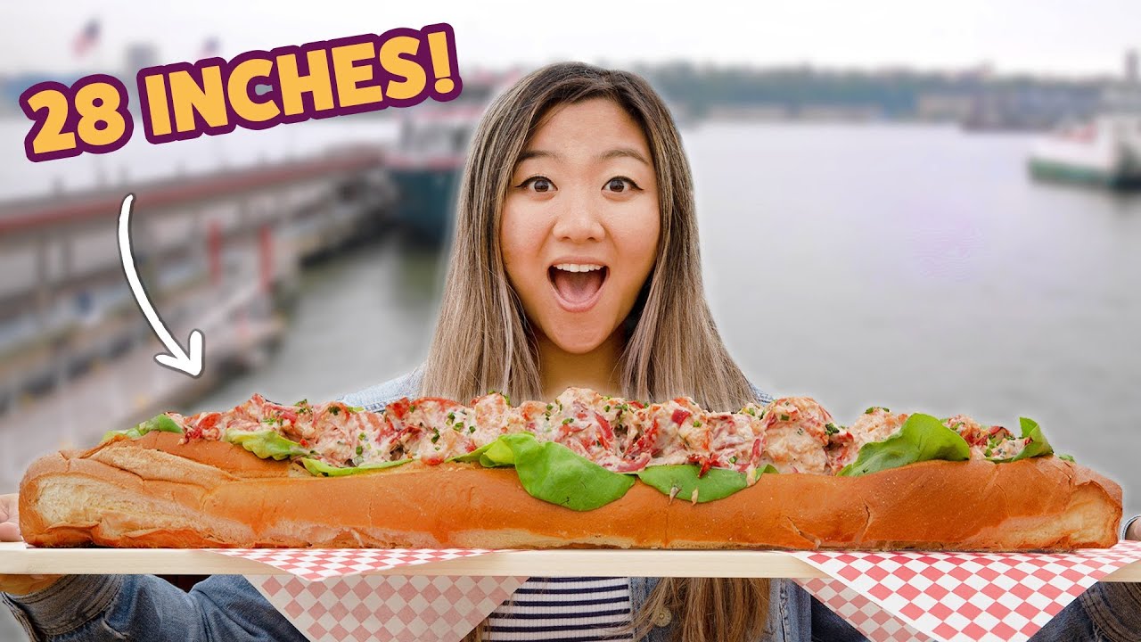 I Challenged A Competitive Eater To Finish A 28-Inch Lobster Roll • Giant Food Time