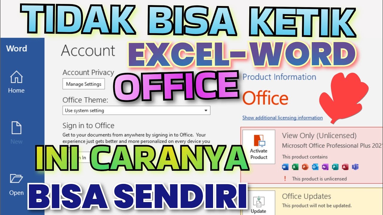 Mengatasi Unlicensed microsoft word terkunci tidak bisa mengetik excel ga bisa buka ini solusinya