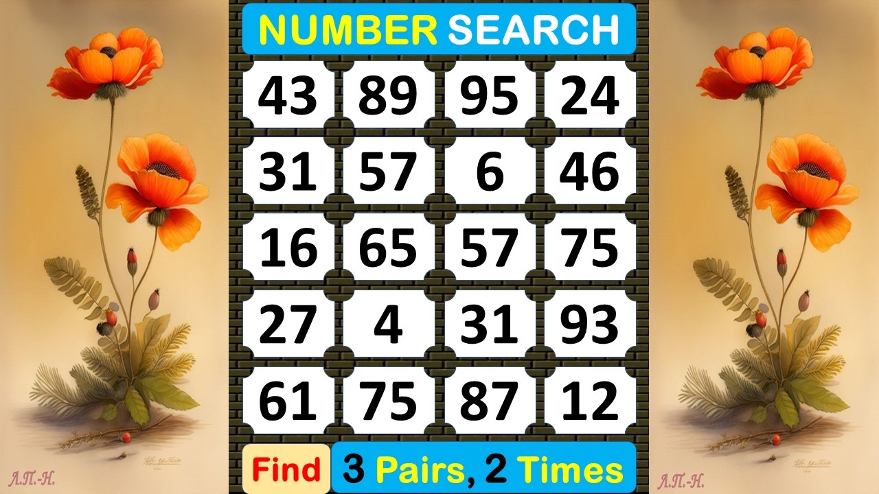 Number Search: Find Pair Numbers to Make Your Memory Strong. #memory #braingame #puzzle #quiz -#402