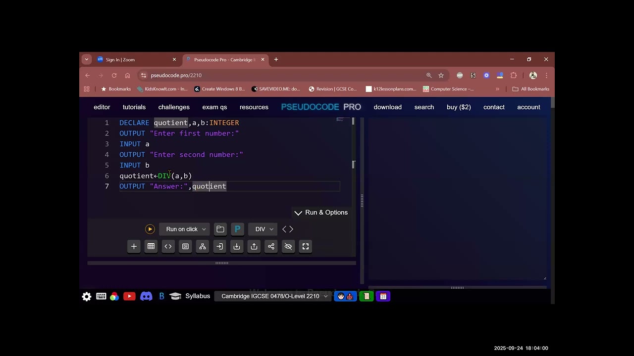 2210 /0478 Computer Science - Nested IF ELSE MOD DIV | Class 5