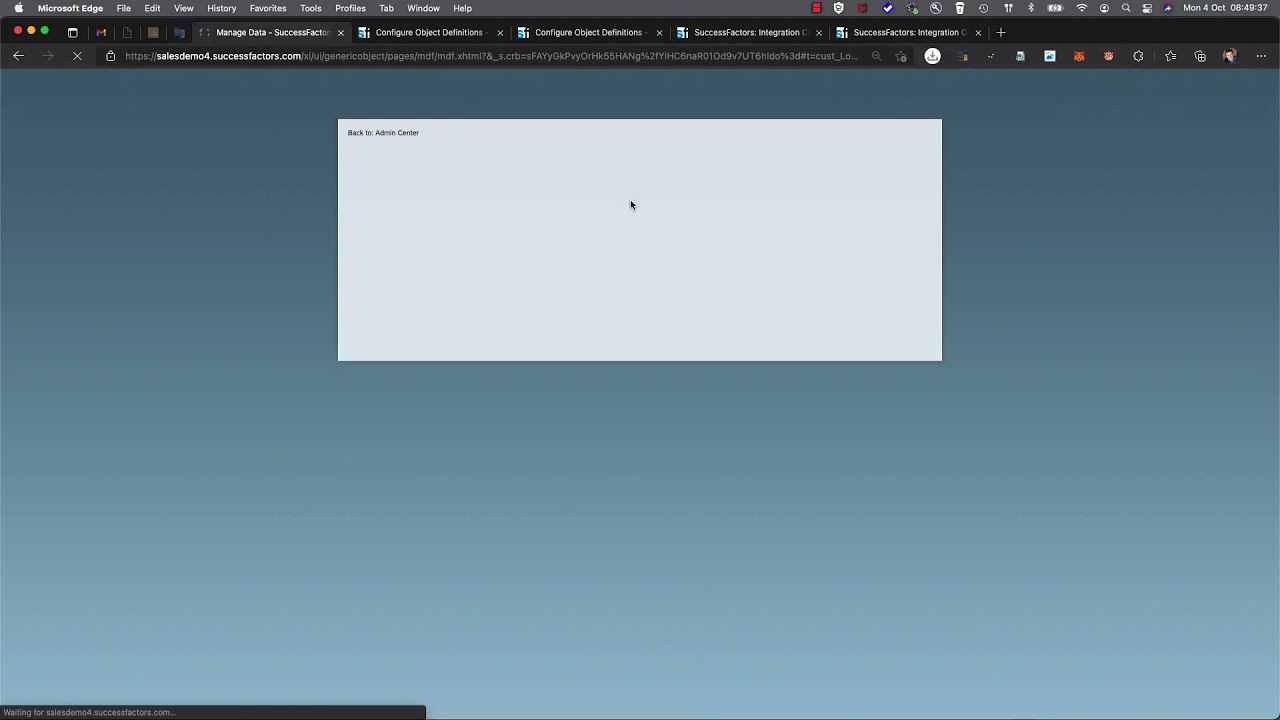 Inbound SAP SuccessFactors Integration Center integrations with custom MDF entities
