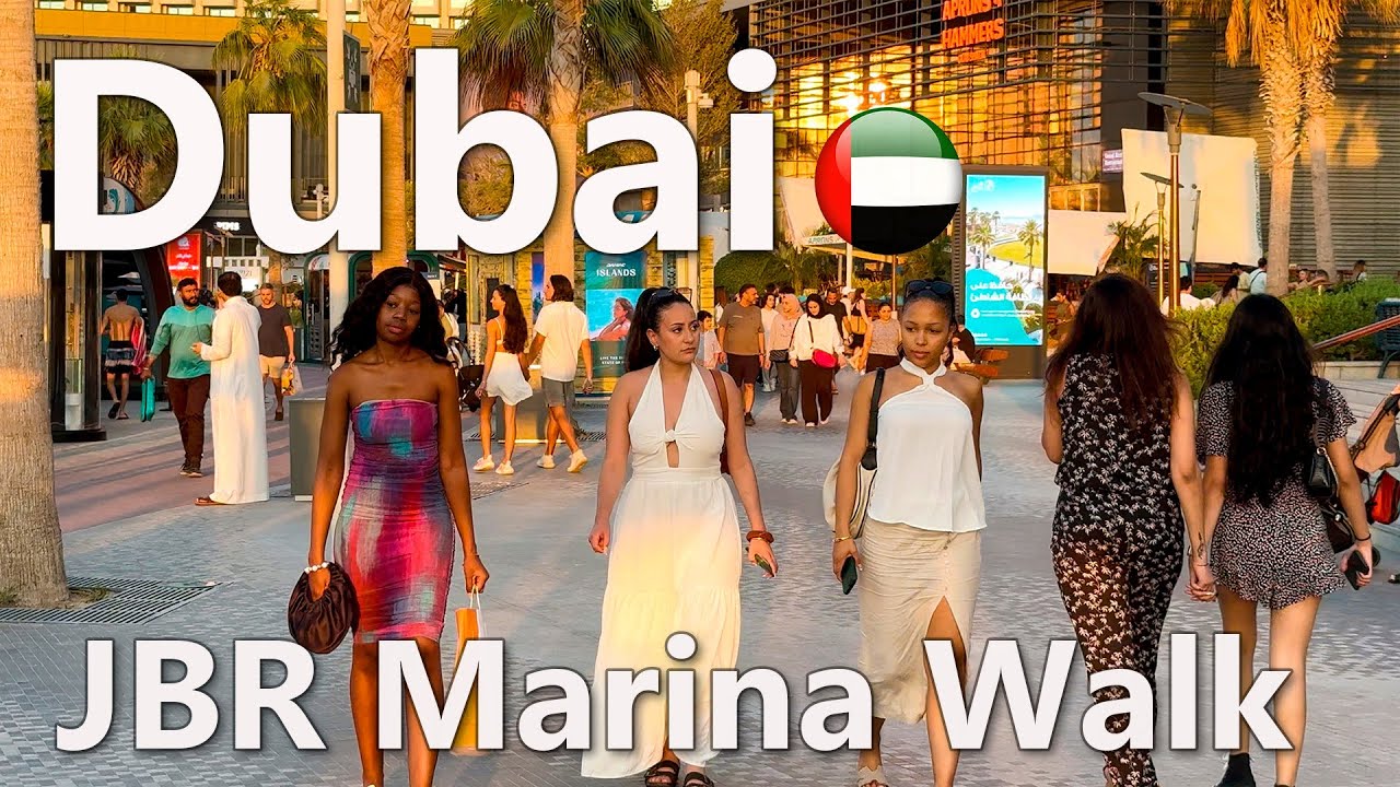 How is life in Dubai? A Sunset Walk around: from JBR to Dubai Marina 4K🇦🇪