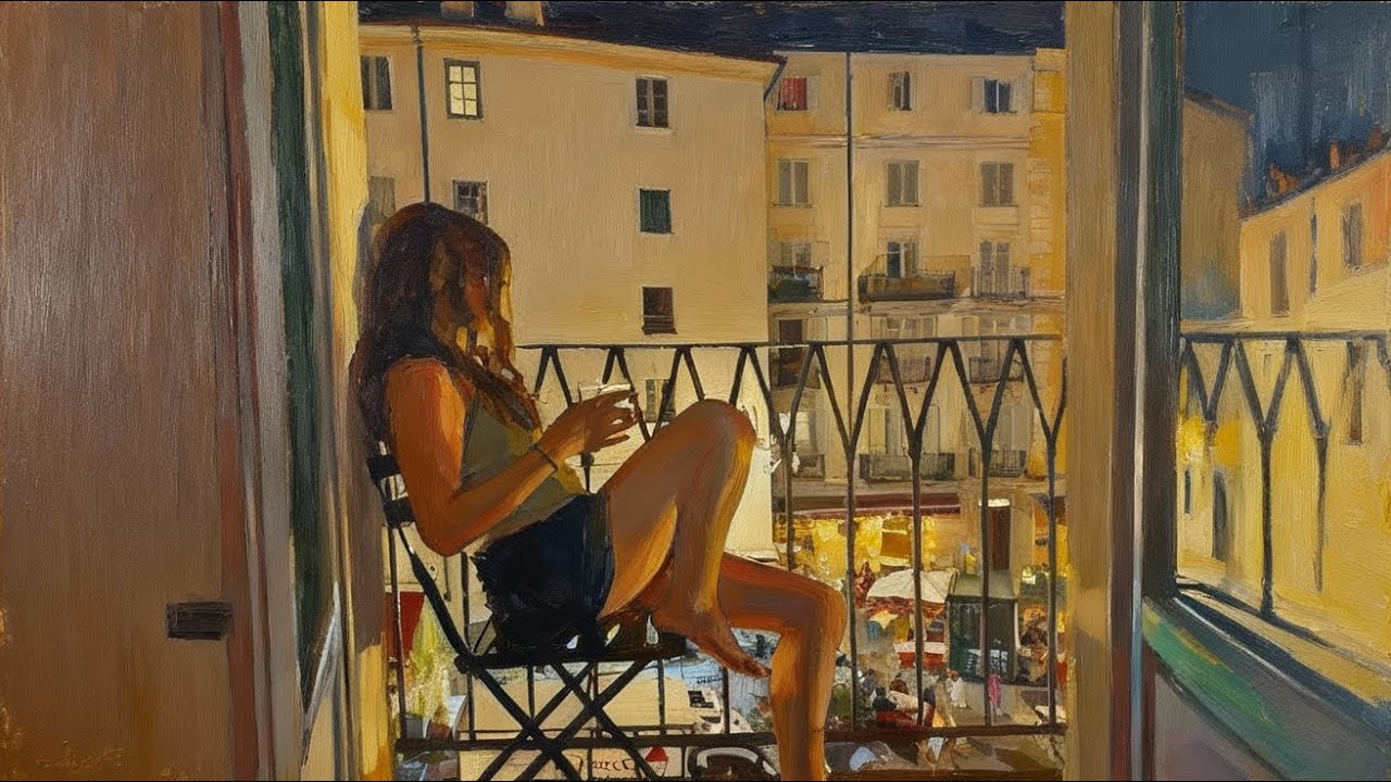 As the People Exist Below, I Sit on the Balcony Alone Watching + sultry jazz for pensive nights