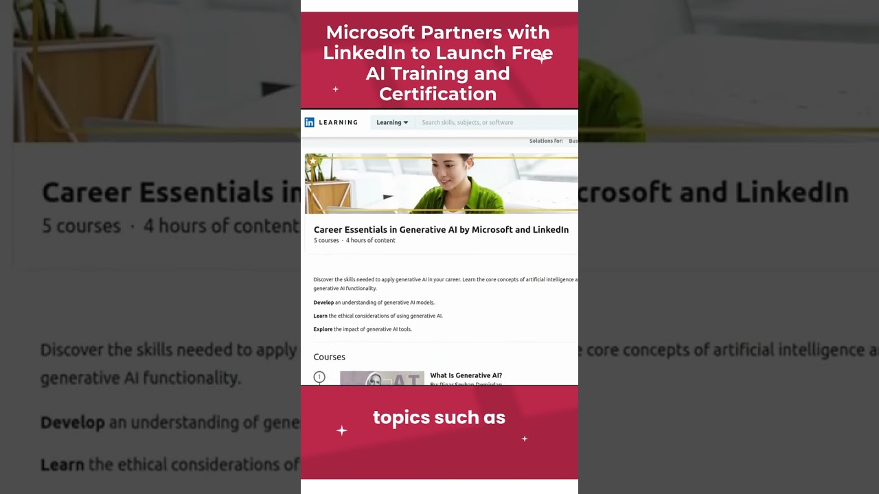 Microsoft Partners with LinkedIn to Launch Free AI Training and Certification #shorts #seoupdates