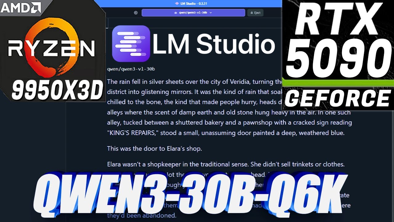 QWEN3-30B-Q6K-V1 ~ RTX 5090 + AMD 9950X3D + 96 ГБ ОЗУ ~ Тест производительности LM Studio