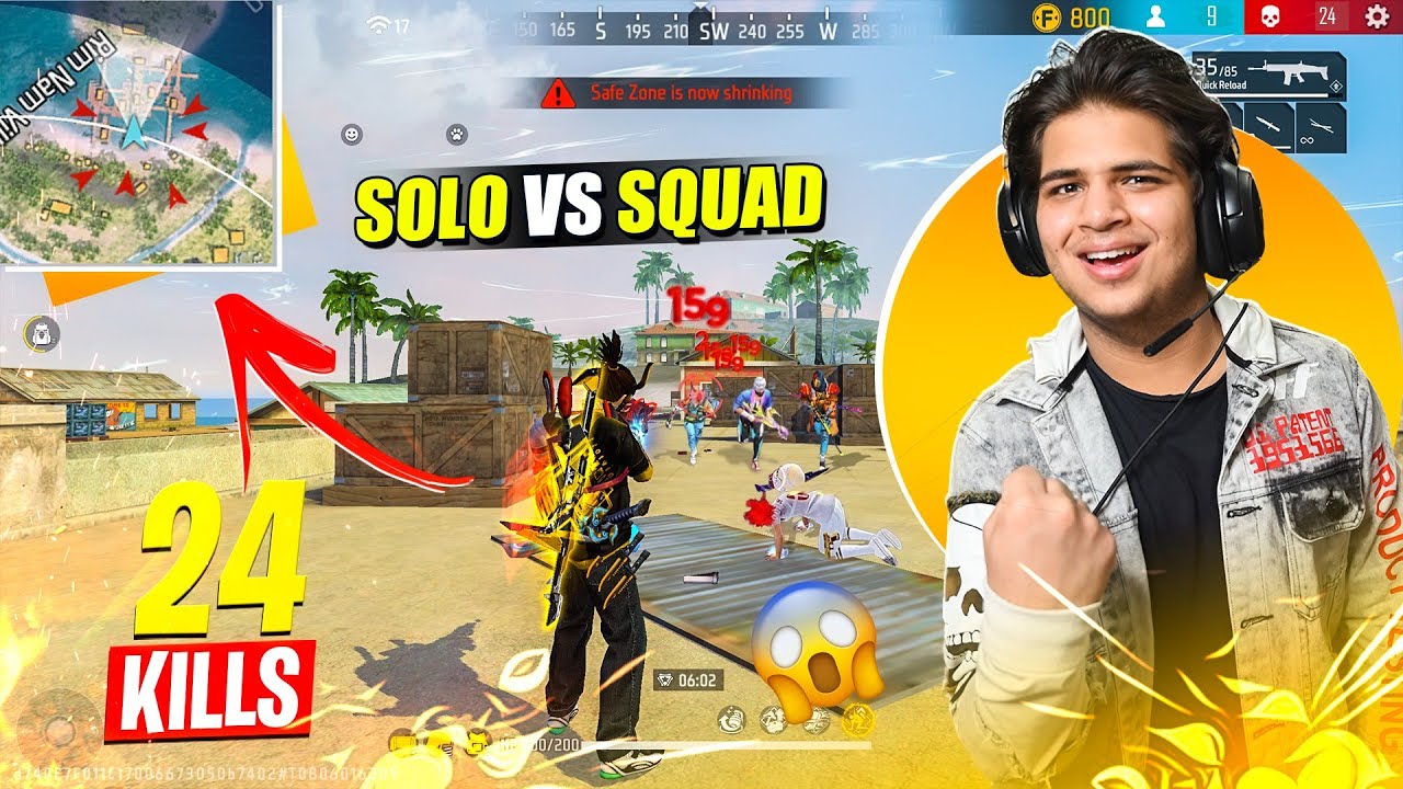 Hard to Escape from Tufan FF headshot 🔥💀Solo Vs Squad 24 Kills 😡-Garena Free Fire