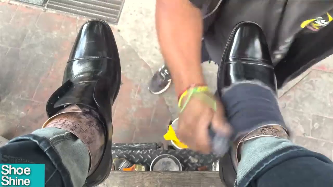 Melt INK on my Shoes 😮🔥 BEST ASMR Shoe Shine Fire MIRROR #asmr #shoeshine