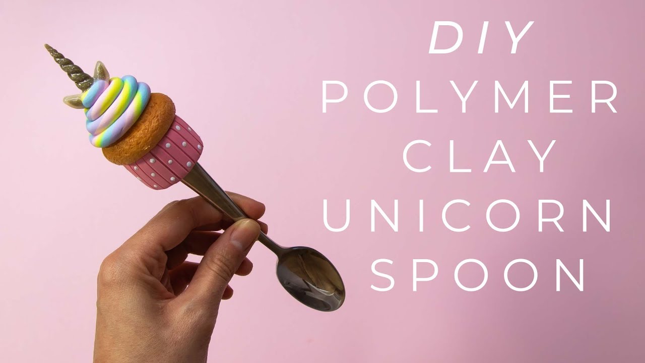 DIY Polymer Clay Unicorn Cupcake Spoon ( No mold Needed )