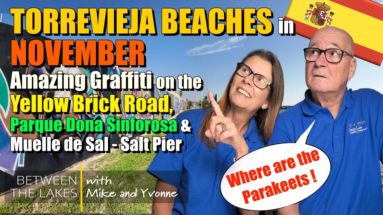 Torrevieja in November, the Yellow Brick Road, walk on the Beaches Salt Pier and Parks Costa Blanca