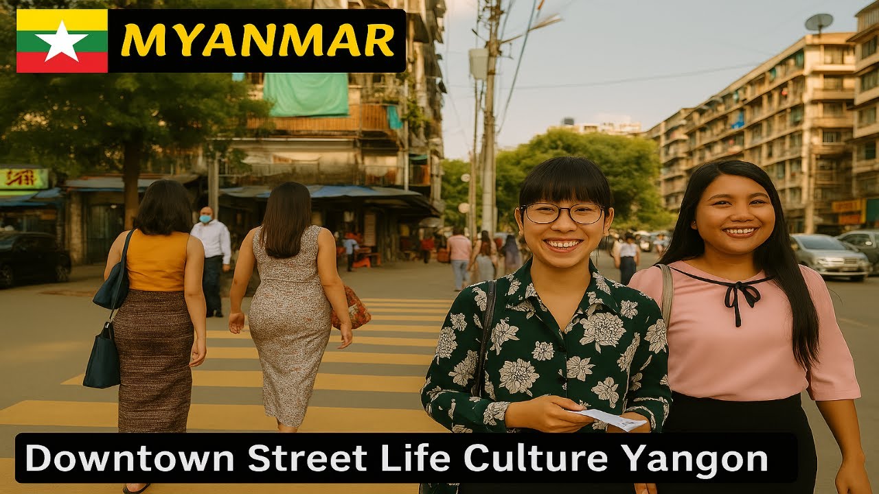 Exploring Vibrant Street Life Culture in Yangon's Downtown, Myanmar 🇲🇲