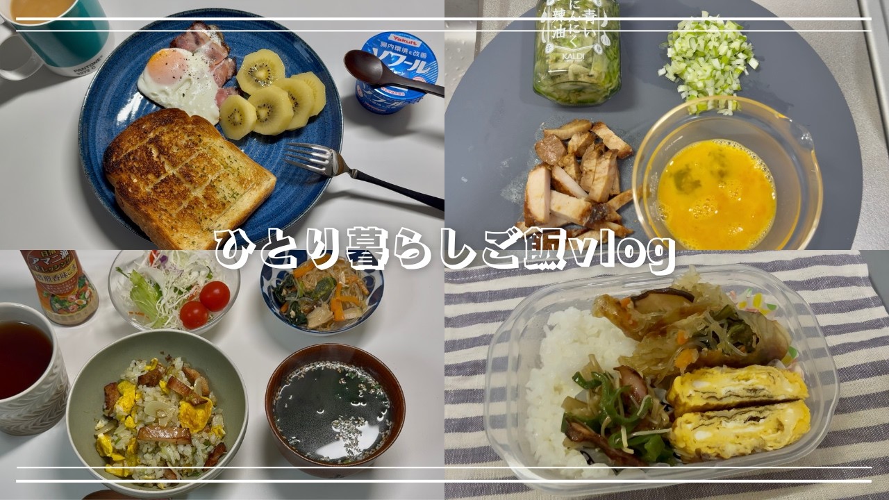 チャプチェ風春雨を春巻きにアレンジ｜青いにんにく辣油でチャーハン🧄｜お弁当🍱