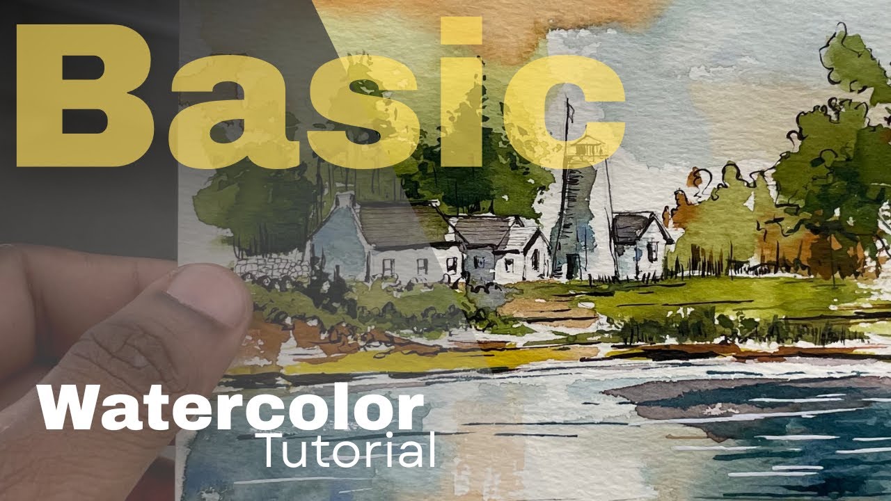 Basic watercolor tutorial for beginers / how to paint watercolor landscape in watercolor