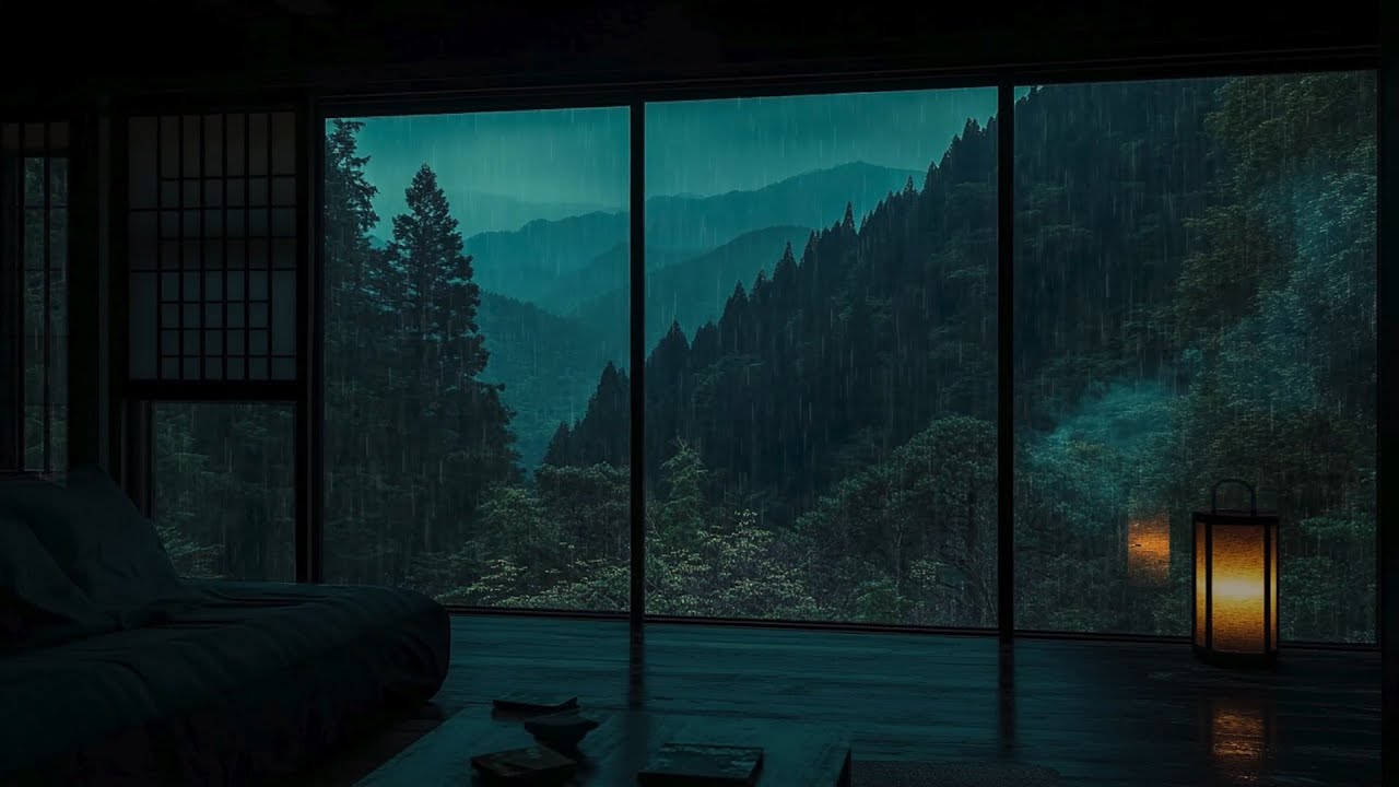 Deep Mountain Rain in a Quiet Night 🌧️ | Dark Bedroom Ambience for Restful Sleep